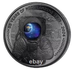 2024 FIRST MAN ON THE MOON 1 oz Silver Proof Coin Black Finish UHR