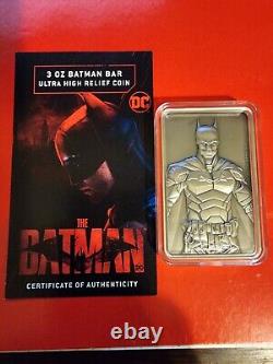 3oz. 999 Batman Bar, High Relief coin, DC Barbados $5.00 2023