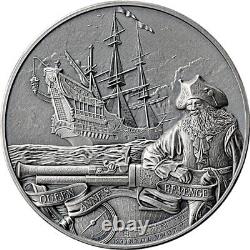 5 BB-Dollar Barbados 2023 Captains of Fortune Queen Anne's Revenge 2oz Silver