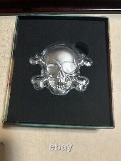 5 oz Silver Treasure Island Skull Coin Barbados $5 Coin BU In Capsule