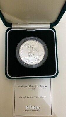 BARBADOS $ 5 Commemorative Coin SILVER Sir Garfiled Sobers- Cricketer 2007