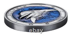 BARBADOS 5 Dollars 2019 3 oz Silver Antique'Underwater World Dolphin' Mtg. 999