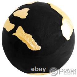 BLACK PANGEA BLUE MARBLE Gilded Spherical 3 Oz Silver Coin 5$ Barbados 2022