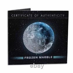 BLUE FROZEN MARBLE Planet Earth Sphere 3 oz Silver Coin 2023 Barbados