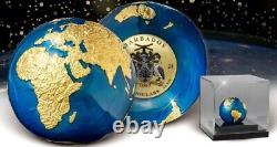 BLUE MARBLE Glow in the Dark Planet Earth 3 Oz Silver Coin Barbados 2023