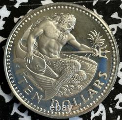 Barbados $10 HUGE Silver Coin 1980 Proof Low Mintage