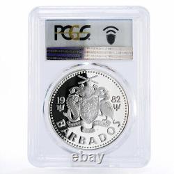 Barbados 10 dollars 10th Anniversary of Central Bank PR69 PCGS silver coin 1982