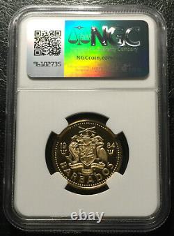 Barbados 100 Dollars 1984 Gold NGC PF 69 UC Triton 6.21g. 500 Gold Mtg 1103 ps