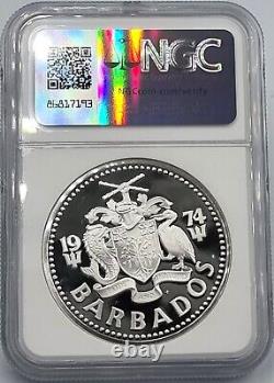 Barbados 19774 Proof Silver. 925 Coin 10 Dollars Ngc Pf69 Uca Pop 1