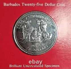 Barbados 1978 25 Dollars, Gem Specimen in Mint Card, Mintage 69, Rare Coin