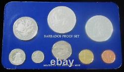 Barbados 1980 Uncirculated 8 Coin Proof Set in Original Box, CoA