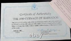 Barbados 1980 Uncirculated 8 Coin Proof Set in Original Box, CoA