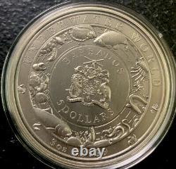 Barbados 2019 $5 Dolphin/ Incredible 3 Oz. 999 Silver / 999 Mintage Coin