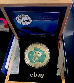 Barbados 2020 $5 / Spotted Seal /Beautiful Color! / 3 Oz High Relief Silver Coin