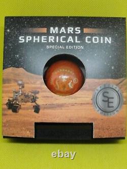 Barbados 2021 $5 One Oz Silver Mars Spherical Coin Antique Finish