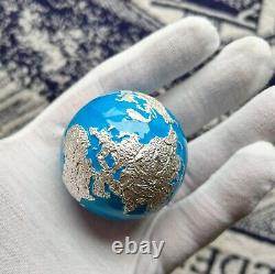 Barbados 2023 $5 3oz Silver Blue Marble Glow in the Dark Enamel 999 Minted