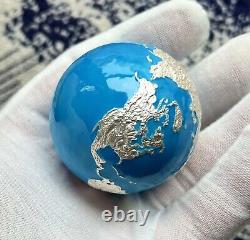 Barbados 2023 $5 3oz Silver Blue Marble Glow in the Dark Enamel 999 Minted