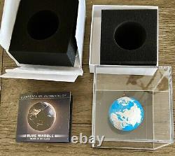 Barbados 2023 $5 3oz Silver Blue Marble Glow in the Dark Enamel 999 Minted