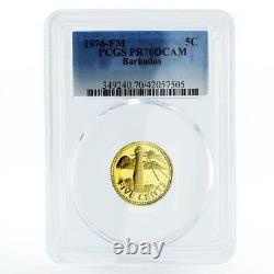 Barbados 5 cents South Point Lighthouse PR70 PCGS proof brass coin 1976