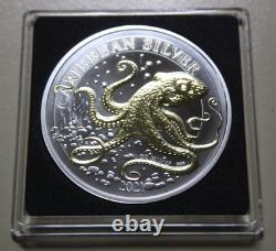 Barbados Caribbean 1 Dollar 2021 Silver 1 oz #F6958 BU Octopus Gilded