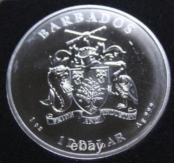 Barbados Caribbean 1 Dollar 2021 Silver 1 oz #F6958 BU Octopus Gilded