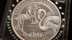 Barbados Flamingo 1oz Pure Silver Proof-like With Box