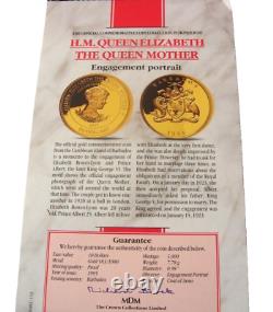 Barbados Gold Coin $10 1995 Queen Mother Engagement Portrait 1/4oz. 583 14ct