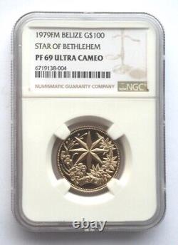 Belize 1979 Star of Bethlehem 100 Dollars NGC PF69 Gold Coin, Proof