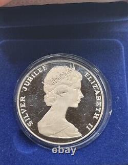 Bermuda 1977 silver jubilee Proof 25 $ large coin Queen Elizabeth 55g in box coa