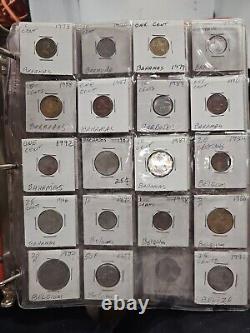 Binder With Foreign Coins From Austria, Bahamas, Belize, Barbados, Brazil