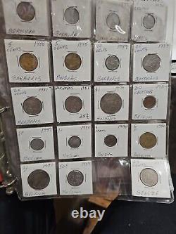 Binder With Foreign Coins From Austria, Bahamas, Belize, Barbados, Brazil