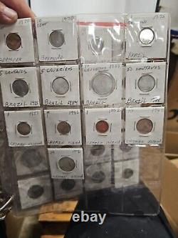 Binder With Foreign Coins From Austria, Bahamas, Belize, Barbados, Brazil