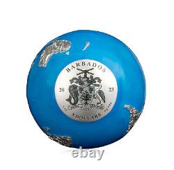 Blue Marble Earth Glow in Dark 3oz Silver Coin $5 Barbados 2023 Limited Edition