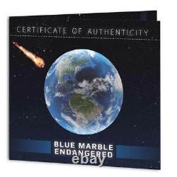 Blue Marble Endangered Meteorite 2022 Barbados 3 Ounce Silver Coin