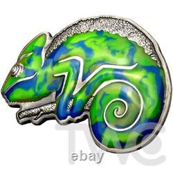 Chameleon 3 oz Antique finish Silver Coin 5$ Barbados 2023