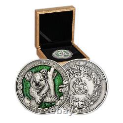 Colours of Wildlife Koala Bear 3oz Silver Coin $5 Barbados 2022 Limited Edition