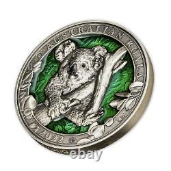 Colours of Wildlife Koala Bear 3oz Silver Coin $5 Barbados 2022 Limited Edition