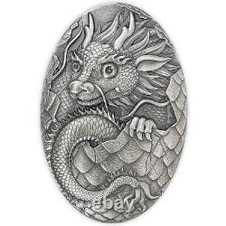 DRAGON EGG YEAR OF THE DRAGON 2024 5 oz Pure Silver Special Shape Coin Djibouti