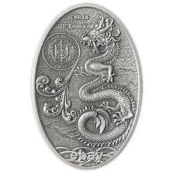 DRAGON EGG YEAR OF THE DRAGON 2024 5 oz Pure Silver Special Shape Coin Djibouti