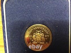 Franklin Mint 1975 Barbados 100 Dollar proof gold coin. 500 fine