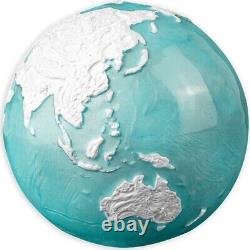 Frozen Marble Blue Marble 3 oz BU Spherical Silver Coin 5$ Barbados 2023