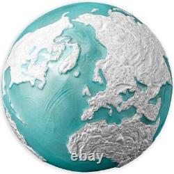 Frozen Marble Blue Marble 3 oz BU Spherical Silver Coin 5$ Barbados 2023