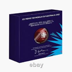 ICC Men's T20 Cricket World Cup 2022 3D Ball Shaped Silver Coin $5 Barbados