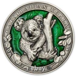 KOALA Colors of Wildlife 3 oz. Silver Coin Barbados 2022