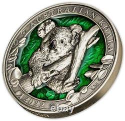 KOALA Colors of Wildlife 3 oz. Silver Coin Barbados 2022