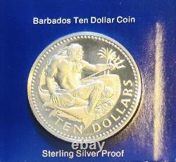 LARGE Silver World COIN -1976 BARBADOS $10.925 Silver Fineness UNCIRCULATED