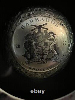 MERCURY SPHERICAL COIN. 2022.1oz SLVER. ONLY 4,879 MINTED FROM BARBADOS