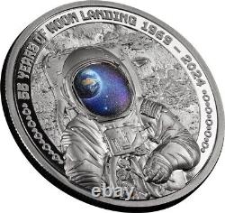 MOON LANDING Astronaut 55th Anniversary 1 Oz Silver Coin 5$ Barbados 2024