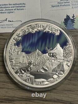 NORTHERN LIGHTS 5 Oz Silver Coin 5$ Barbados 2023