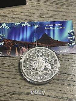 NORTHERN LIGHTS 5 Oz Silver Coin 5$ Barbados 2023